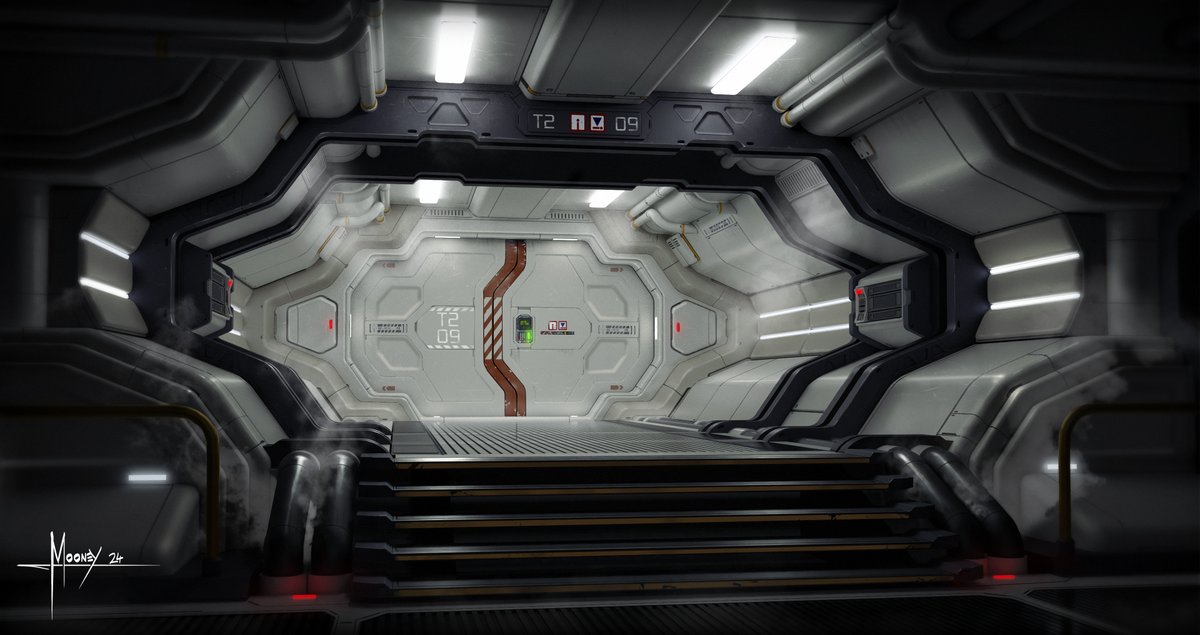 Some of my recent new folio work. Again, I'm on a super Alien/Ron Cobb style art binge. Cryosleep access tunnel. Cant beat a good sci fi corridor.