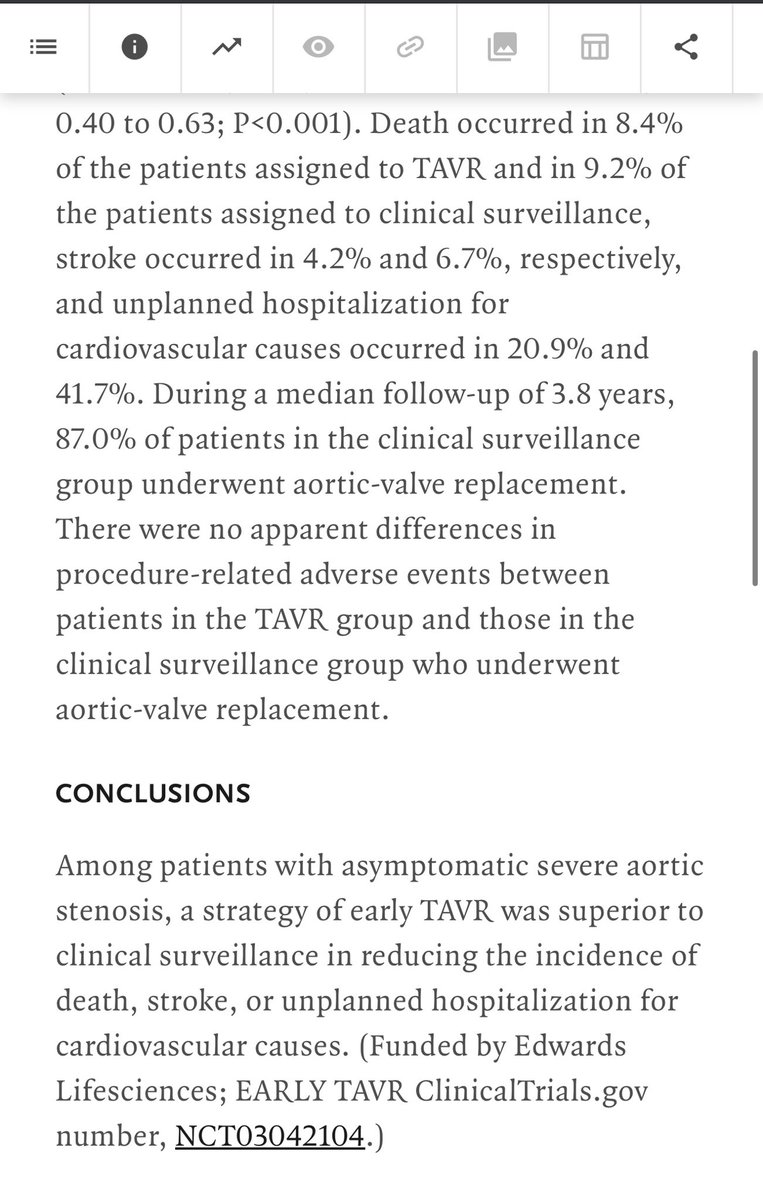 Dr. Gilbert Tang (@gilberttangmd) on Twitter photo #TCT2024 LBCT EARLY-TAVR congrats to <a href="/PhilGenereuxMD/">Philippe Genereux</a> et al on this trial showing + primary endpoint. ⬆️AVR conversion in control group within 6m. Early monitoring in asymptomatic severe AS pts is key here to check for symptoms to intervene timely. Full paper <a href="/NEJM/">NEJM</a> <a href="/crfheart/">Cardiovascular Research Foundation</a> #TCT2024 LBCT EARLY-TAVR congrats to <a href="/PhilGenereuxMD/">Philippe Genereux</a> et al on this trial showing + primary endpoint. ⬆️AVR conversion in control group within 6m. Early monitoring in asymptomatic severe AS pts is key here to check for symptoms to intervene timely. Full paper <a href="/NEJM/">NEJM</a> <a href="/crfheart/">Cardiovascular Research Foundation</a>