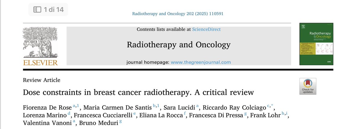 Dose constraints in #radiotherapy #BreastCancer
⛔️  all OARs
☢️ different fractionation schedules
🩺 proposed DVCs correlated with clinical endpoints
#RadOnc 

for a 50 days' free access
👇🏼
authors.elsevier.com/c/1j-vNcA0-Idri