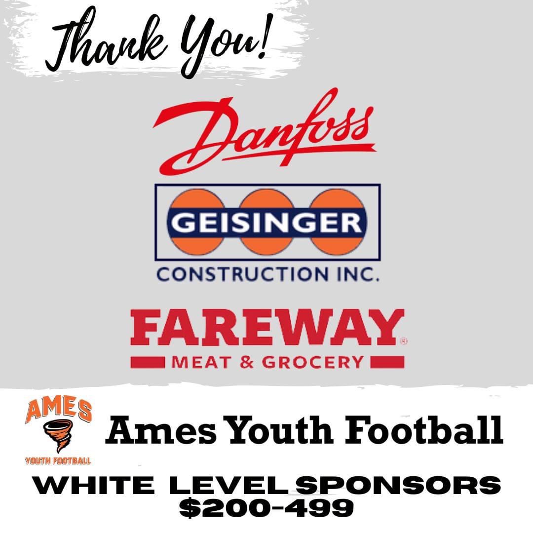 AmesYFootball's tweet photo. Thank you Sponsors! These three sponsors have donated between $250-$499 to AYF. Lets show them some appreciation and love! 
🏈Danfoss https://t.co/Hf2dPXrZk5
🏈Geisinger Construction, Inc. https://t.co/R6Gev9qIBl
🏈Fareway Stores Ames https://t.co/QJVXURF4MF https://t.co/Dof8gjH4Tp