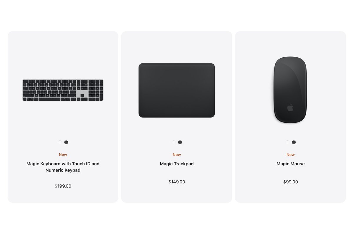 USB-C Magic Trackpad, Keyboard, and Mouse also available separately (in white &amp; black)