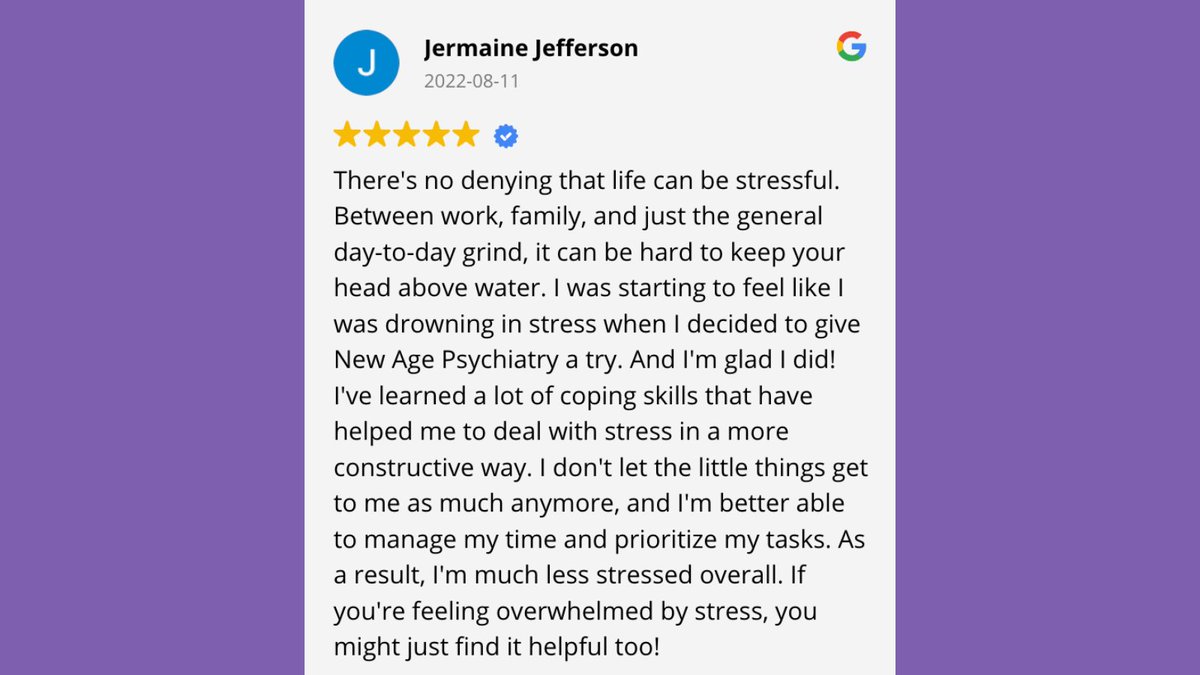 newagepsych1's tweet photo. Thank you, Jermaine Jefferson, for the fantastic 5-star review! We’re grateful for your trust in us as we support your mental health journey. Your feedback inspires us to keep making a difference! 

#MentalHealth #ClientCare #Gratitude #NewAgePsychiatry https://t.co/qXcqQHALvV