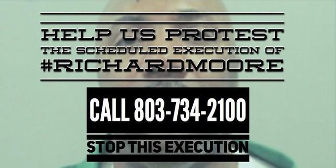 KarineOmry's tweet photo. #RichardMoore is scheduled to be executed by the state of SC on Nov 1. The prosecutor almost
exclusively sought the death penalty for Black people with white victims. Pls call @henrymcmaster and urge him to halt the execution. He has the power to do so.
#StopExecutions https://t.co/4KdFvOJsnS
