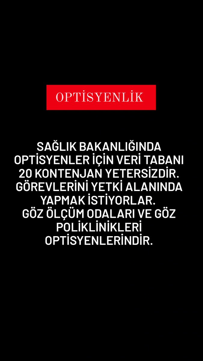 Optisyenlik branşı için talebimiz 👇