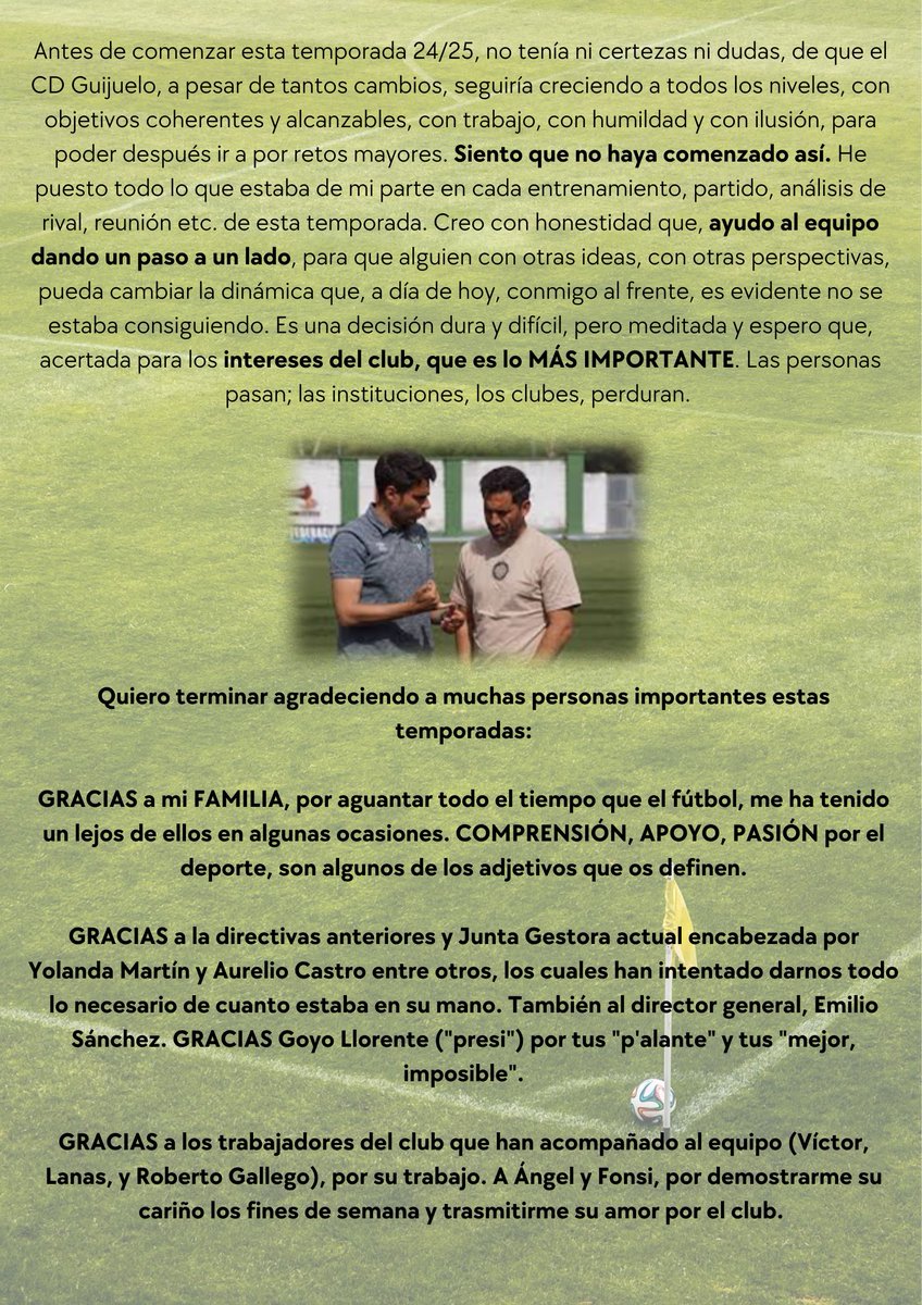 mariosanga's tweet photo. Gracias @clubdepguijuelo 🟢⚪️
Hasta la próxima fútbol ⚽️ https://t.co/NdFk9RLGBJ