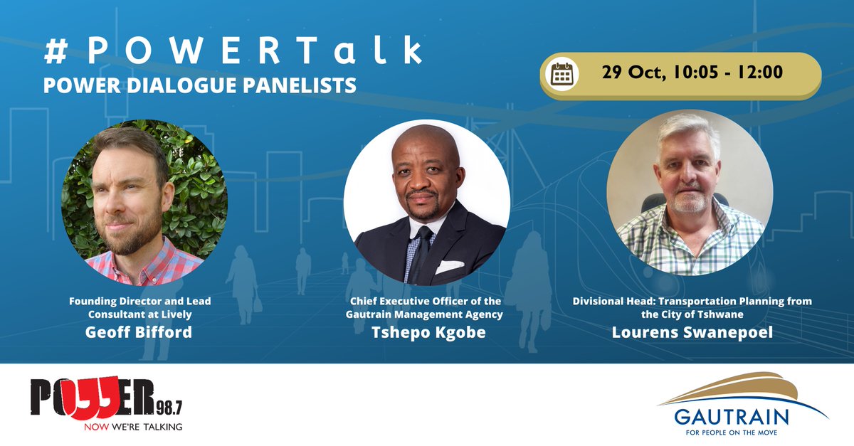 Powerfm987's tweet photo. Sponsored
#GautrainPOWERDialogue in partnership with @TheGautrain.
Tune into #POWERTalk with @mbele_lnb tomorrow for a panel discussion with expert insights and thought-provoking conversations. https://t.co/PuhAQzXmgt
#POWERDialogue #Gautrain #TransportMonth https://t.co/9OdcxivCRe