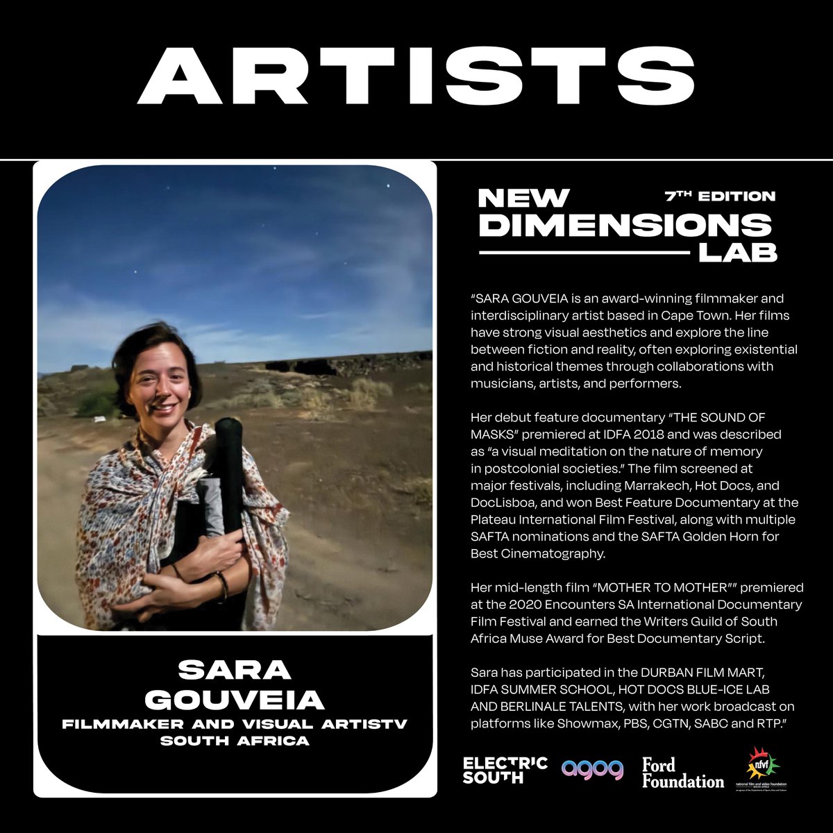Meet Sara Gouveia 🇿🇦 an award-winning filmmaker and interdisciplinary artist based in Cape Town. Her films have strong visual aesthetics and explore the line between fiction and reality, often exploring existential and historical themes.