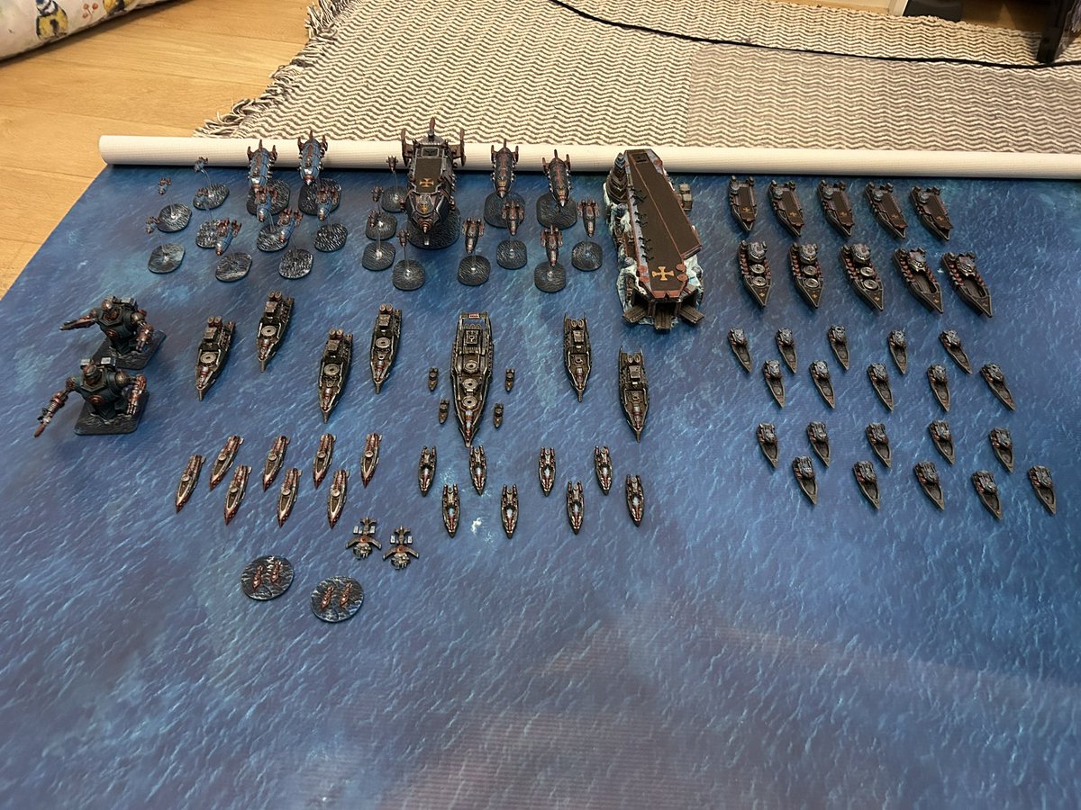 Bertie_Nehls's tweet photo. Thought I’d do a little fleet review of my #DystopianWars Imperium fleet, it’s getting pretty sizeable now! Next up though is the Legends of the Crown set! https://t.co/jHJSZqF3Tw