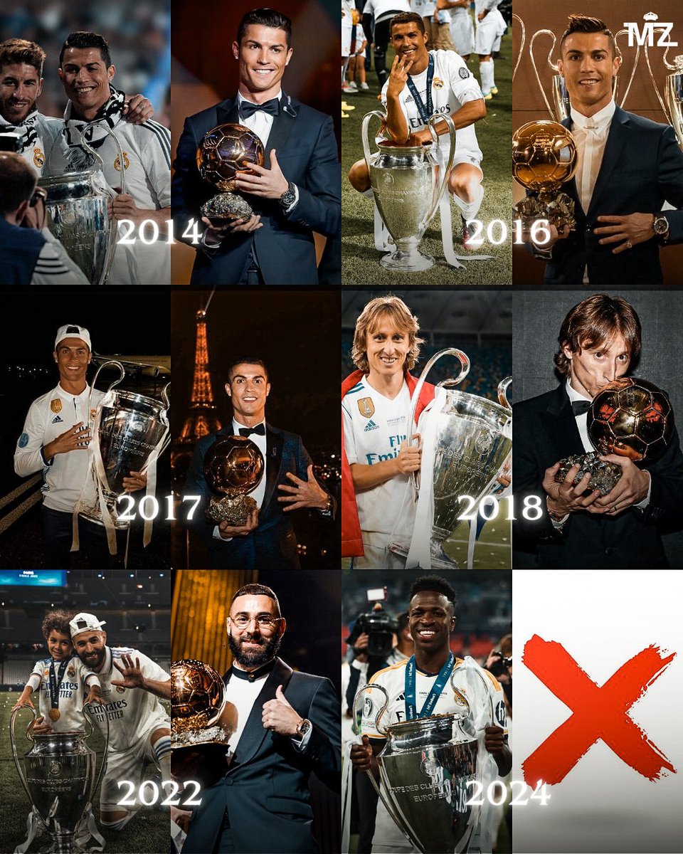 CuriosidadesEU's tweet photo. Pela primeira vez em 10 anos, o Real Madrid fica sem a Bola de Ouro após vencer a Champions League. https://t.co/Q2U7wTQwQ9
