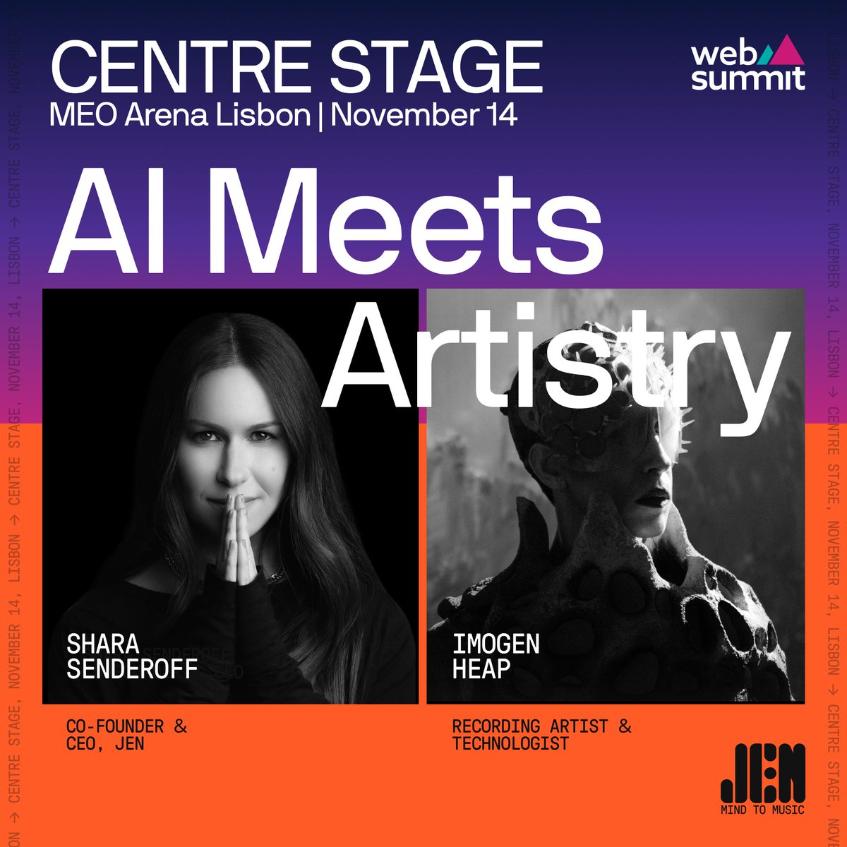 Don't miss our Co-Founder &amp; CEO <a href="/SharaSenderoff/">Shara Senderoff</a> with Recording Artist &amp; Technologist <a href="/imogenheap/">Imogen Heap</a> on the Centre Stage at <a href="/WebSummit/">Web Summit</a> in Lisbon next month as they discuss how they've teamed up to address the critical gaps between artistic integrity and technological innovation.
