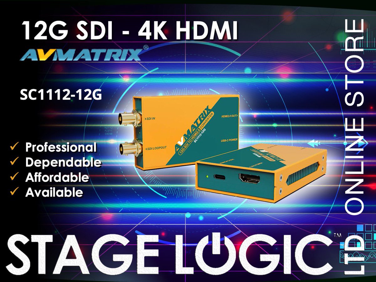 stagelogicAV's tweet image. NEW PRODUCT RELEASE: AVMATRIX SC1221-12G &amp;amp; SC1112-12G broadcast mini converters. Up to 4K60 HDMI to 12G SDI &amp;amp; vice versa. Check Stagelogic online for more info #avmatrix #broadcastconverters #12gsdi #avstore #sdiconverter #avprofs #avprofshop #stagelogic