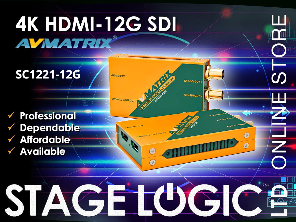 stagelogicAV's tweet image. NEW PRODUCT RELEASE: AVMATRIX SC1221-12G &amp;amp; SC1112-12G broadcast mini converters. Up to 4K60 HDMI to 12G SDI &amp;amp; vice versa. Check Stagelogic online for more info #avmatrix #broadcastconverters #12gsdi #avstore #sdiconverter #avprofs #avprofshop #stagelogic