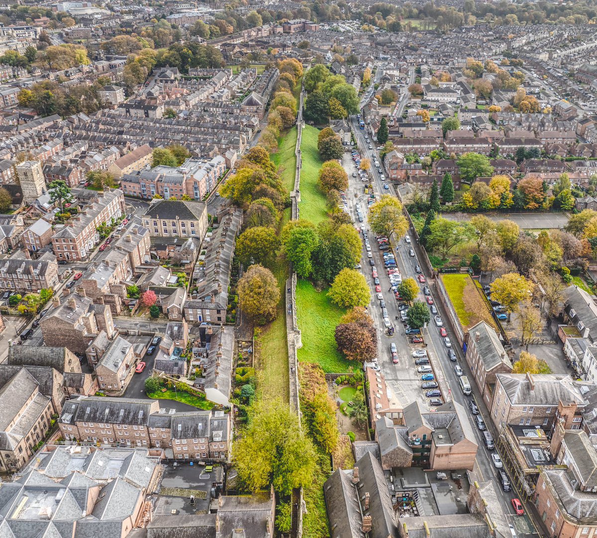 York Bar Walls, with Nunnery Lane on the right and Priory Street area on the left.
#yorkwalls