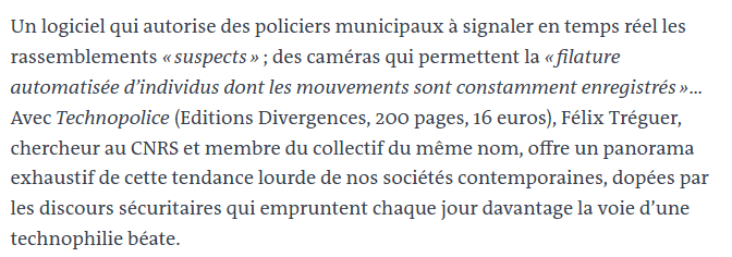 ScienceCQFD's tweet photo. @franceinfo @oliviertesquet @PParallele @LibreQg @lemondefr @LMucchielli @DunoD @franceculture @Telerama @jusquiame_ @Marchialy @alxdr_morales @UaviaDrones @PVilpoux @hylight_aero @HubOpenSource @FelixTreguer @LePoint 15/10 > #Technopolice : l’accélération du tempo des algorithmes, au détriment des libertés publiques https://t.co/TgSkx9Ydff via @lemondefr #ScienceCQFD https://t.co/XXsj70gsCp