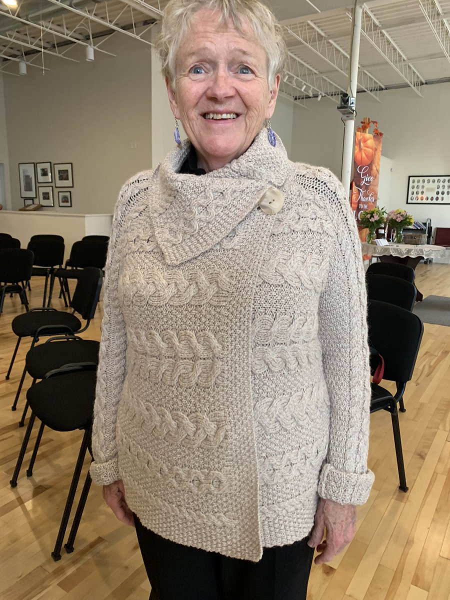 When I spotted this unique Aran sweater being worn by my friend, Margot Metcalf, I asked if she would be a model and allow me to photograph it. 
From Aran Crafts <a href="/arancrafts/">Aran Crafts</a>