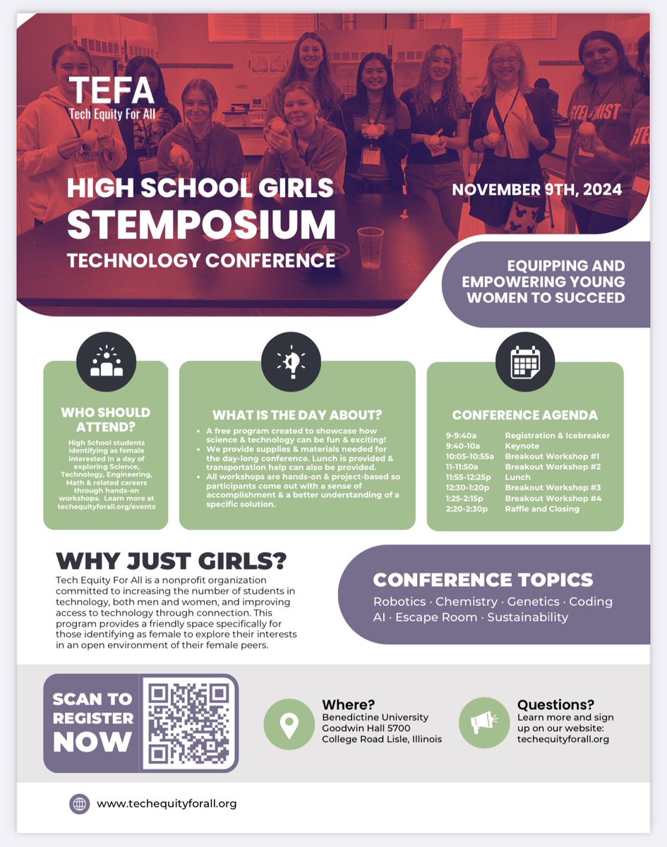 Do you know any High School Girls interested in Tech?!? Send them this way!! November 9th!! Check out the flyer for more info!