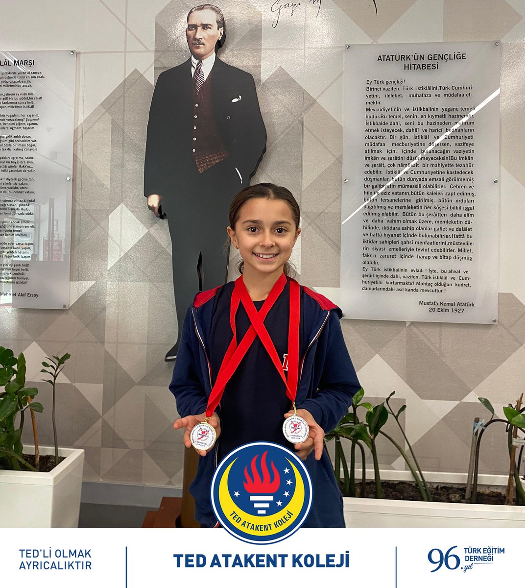 "1st İnternational Bubamara Cup 2024 Jimnastik Yarışması" nda top branşında birinci, çember aletinde ise ikinci olan 5D sınıfı öğrencimiz Nil Köseoğlu’nu tebrik ediyor, başarılarının devamını diliyoruz.