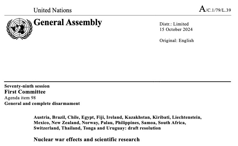 Indeed, knowledge and study of the effects of a #nuclear war can reinforce the taboo of the use of nuclear weapons 
M. <a href="/jnbarrot/">Jean-Noël Barrot</a> 🇫🇷Diplomacy <a href="/FR_Desarmement/">France-Désarmement 🇫🇷🇪🇺</a> would be honored to vote YES to this resolution to distinguish itself from non-responsible nuclear State
<a href="/nuclearban/">ICAN</a>