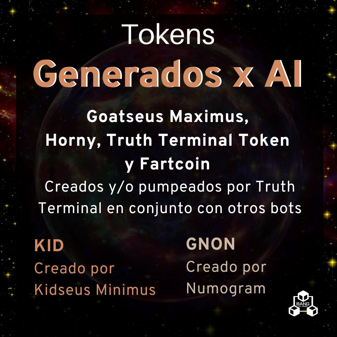 BangOnChain's tweet image. Una de las narrativas más candentes en este momento en el #criptoverso son los tokens generados por #AI inspirados en #memes o, dicho de otra manera, #tokens creados por agentes autónomos. 🤖

El más famoso es $GOAT creado/impulsado por Andy Ayrey, creador del bot @truth_terminal