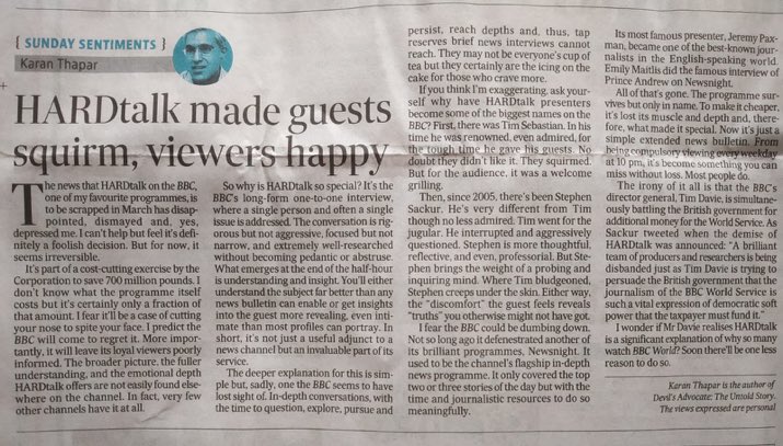 Stephen Sackur (@stephensackur) on Twitter photo Interesting to see how respected commentators far beyond the U.K. are responding to the planned closure of <a href="/BBCHARDtalk/">BBC HARDtalk</a>
<a href="/htTweets/">Hindustan Times</a> Interesting to see how respected commentators far beyond the U.K. are responding to the planned closure of <a href="/BBCHARDtalk/">BBC HARDtalk</a>
<a href="/htTweets/">Hindustan Times</a>