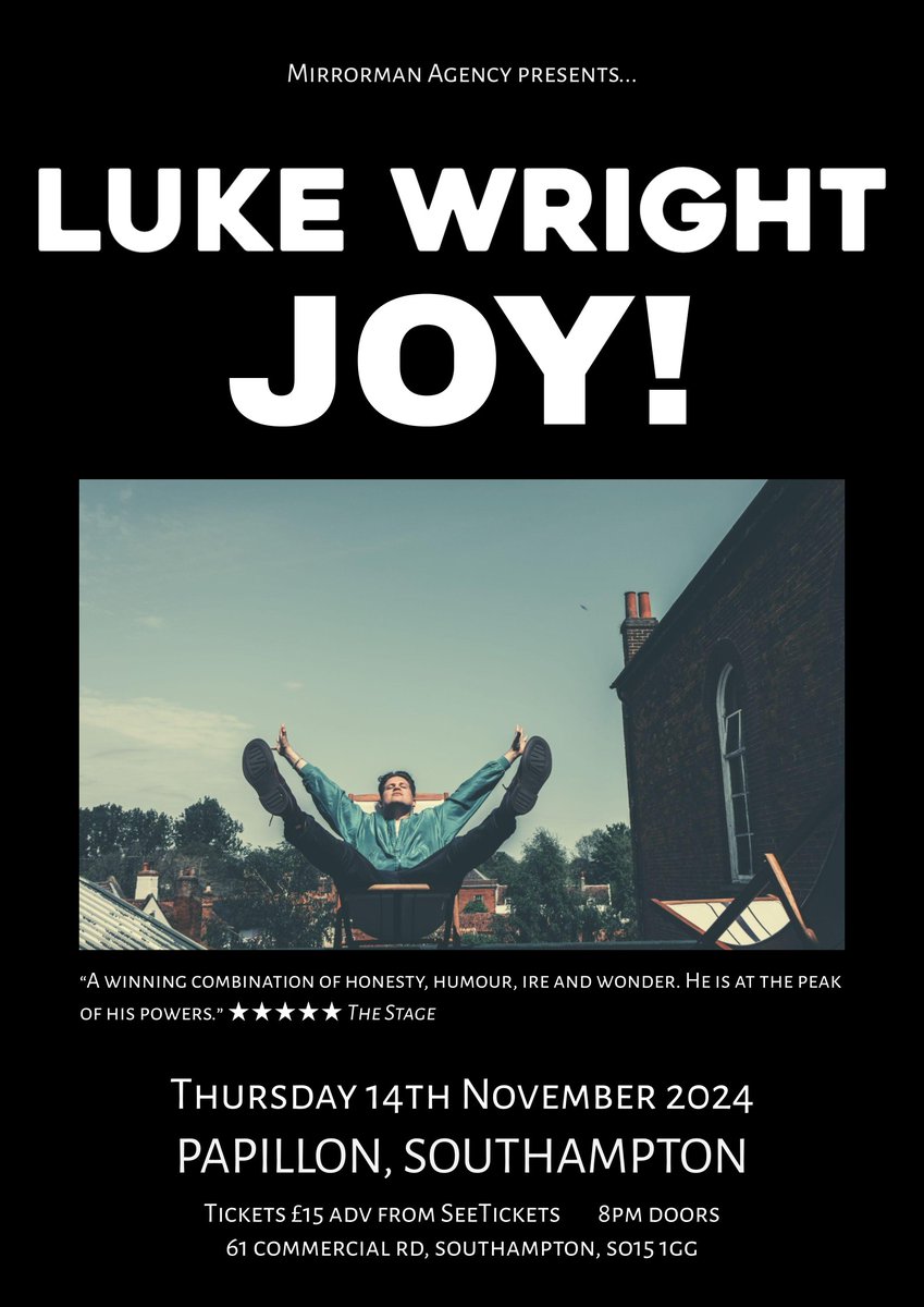 MirrormanAgency's tweet image. 👻3 frighteningly good shows!

🦇1wk @scottmatthewsuk wakes the bats at St Mary&apos;s Church Twyford #Hampshire

🎃2wks Luke Wright brings mix of comic + wistful to #Southampton with JOY!

🧙🏾4wks @AynsleyLister brings devil&apos;s music to a converted church

👀seetickets.com/promoter/mm/20…