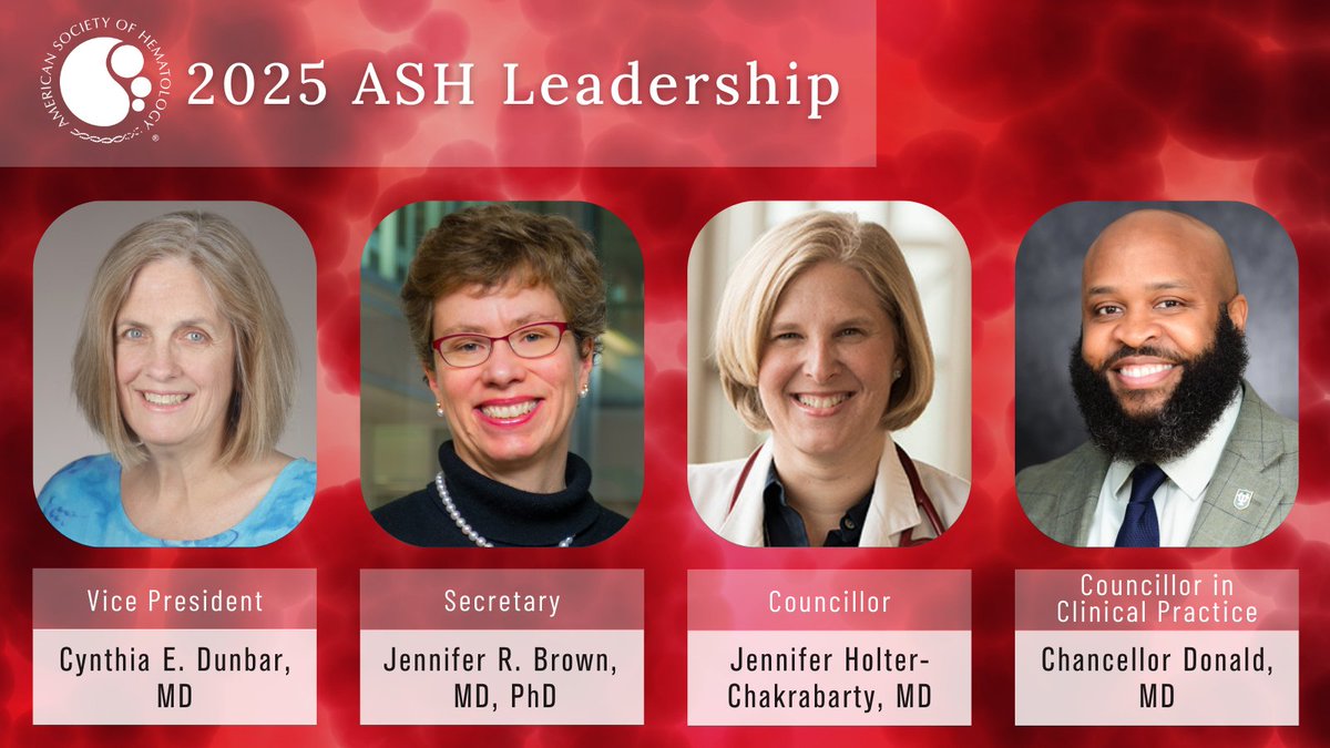 Announcing new <a href="/ASH_hematology/">ASH</a> leadership elected for 2025! These experts will guide ASH's mission to conquer blood diseases through research, education &amp; advocacy. Their term begins after #ASH24.

Learn more: ow.ly/1kPW50TUAsk
 
#hematology