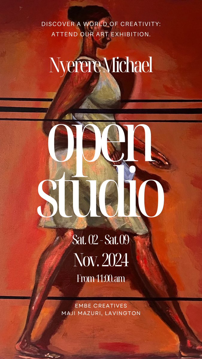 nyereremichael's tweet photo. Hi y’all,

I am thrilled to invite you to our Open Studio event! Join me for an afternoon of creativity, exploration, and inspiration.

Opening Date: Sat. 2nd November 2024 
Time: 11am 
Location: Embe Creatives ,Lavington https://t.co/wAuJ1uP2hi