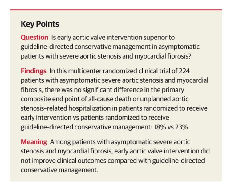 Vass Vassiliou (@vass_vassiliou) on Twitter photo The EVOLVED study w surgery/#TAVR in asymptomatic severe Aortic Stenosis w fibrosis on #whycmr <a href="/JAMA_current/">JAMA</a> - i guess results will be debated! But certainly early treatment not harmful. C together w EARLY TAVR!
jamanetwork.com/journals/jama/…
#TCT2024
<a href="/mmamas1973/">Mamas A. Mamas</a> <a href="/DrMarthaGulati/">Dr. Martha Gulati ♥️🫀❤️🩹🇨🇦</a> The EVOLVED study w surgery/#TAVR in asymptomatic severe Aortic Stenosis w fibrosis on #whycmr <a href="/JAMA_current/">JAMA</a> - i guess results will be debated! But certainly early treatment not harmful. C together w EARLY TAVR!
jamanetwork.com/journals/jama/…
#TCT2024
<a href="/mmamas1973/">Mamas A. Mamas</a> <a href="/DrMarthaGulati/">Dr. Martha Gulati ♥️🫀❤️🩹🇨🇦</a>
