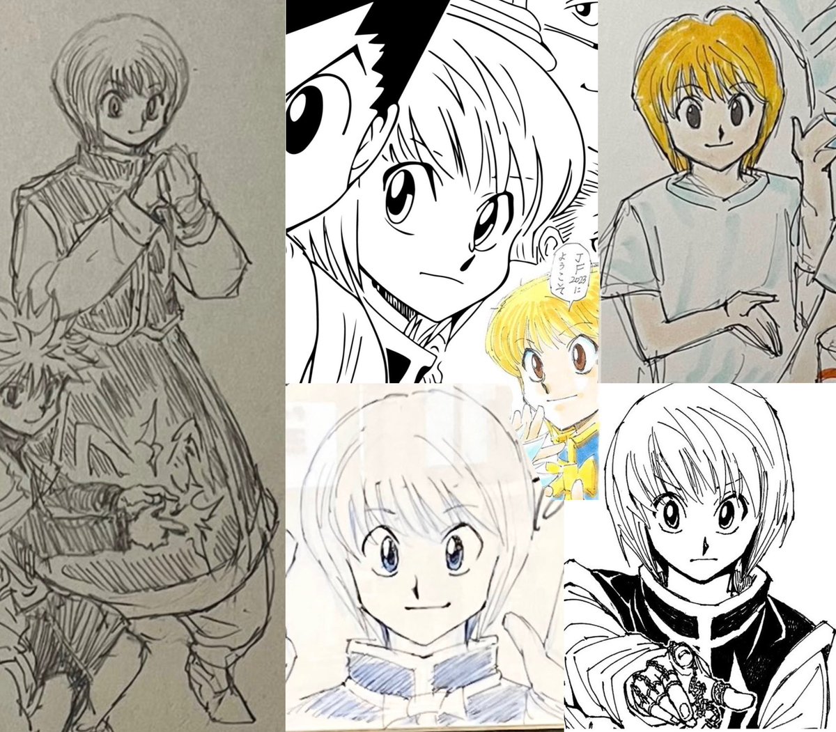 kuroxkura's tweet photo. nobody:
kurapika in togashi’s new drawings: :] https://t.co/KqSgU1ZOMU