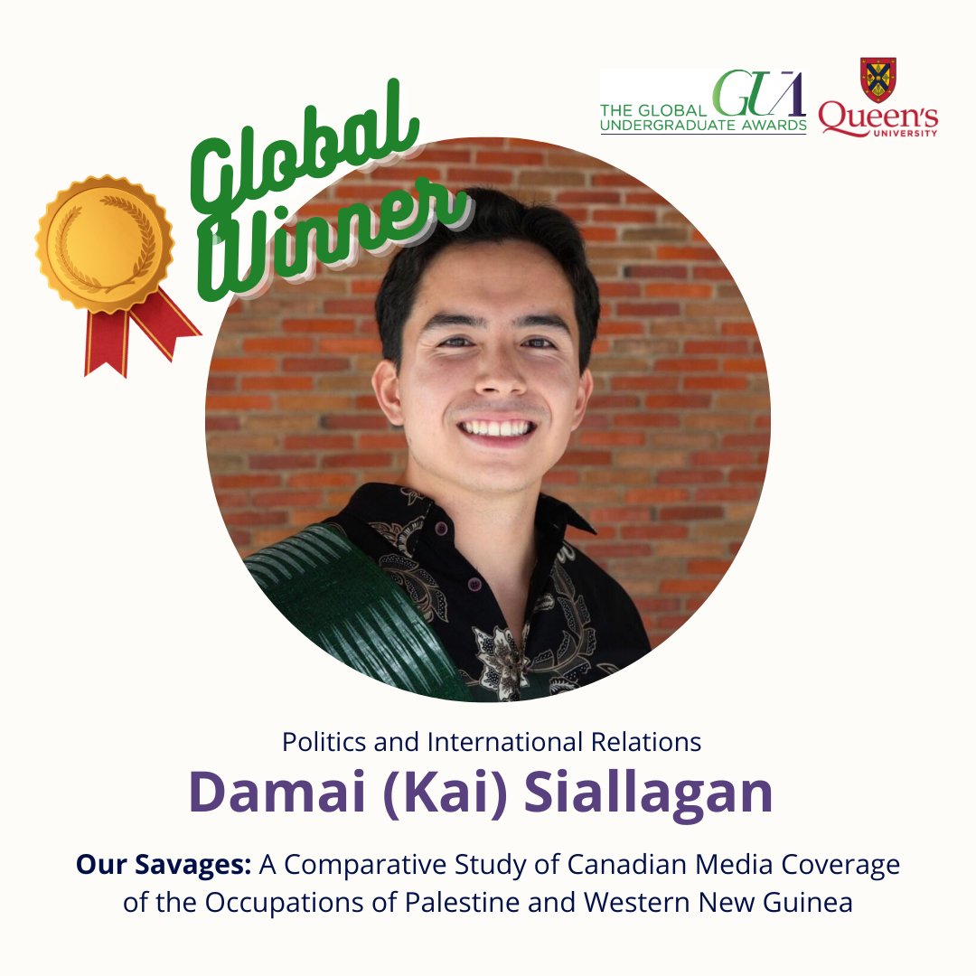 Queen's U ArtSci (@quartsci) on Twitter photo Eight <a href="/QUartsci/">Queen's U ArtSci</a> students were honoured with Global Undergraduate Awards (<a href="/UndergradAward/">The Global Undergraduate Awards</a>) this year. Earning the top honour was Damai (Kai) Siallagan who was named a Global Winner, only the third FAS student to earn global recognition. #AwardYourWork queensu.ca/artsci/news/ea… Eight <a href="/QUartsci/">Queen's U ArtSci</a> students were honoured with Global Undergraduate Awards (<a href="/UndergradAward/">The Global Undergraduate Awards</a>) this year. Earning the top honour was Damai (Kai) Siallagan who was named a Global Winner, only the third FAS student to earn global recognition. #AwardYourWork queensu.ca/artsci/news/ea…
