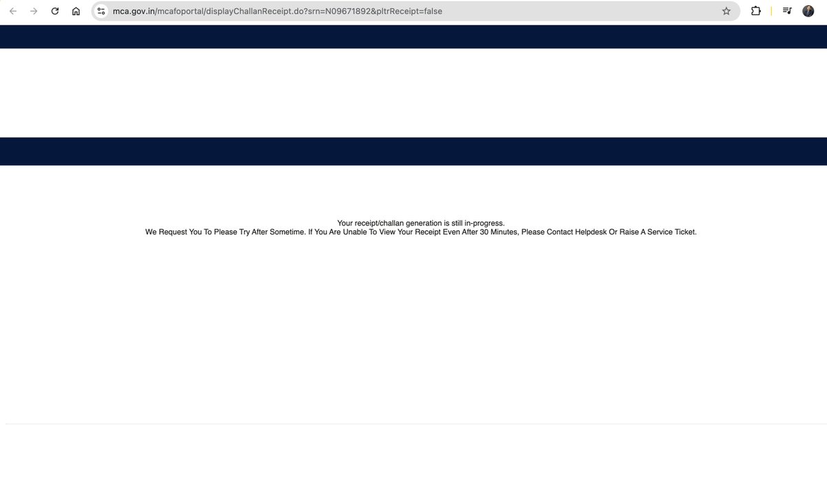 FCSJigarShah's tweet image. A team member informed me that whenever you are making payment from Chrome, it is not generating challan. Safari, Firefox does not have same issues.

There are so many variables in #AnnualFilings its quite exhausting. 😅

#CSTwitter