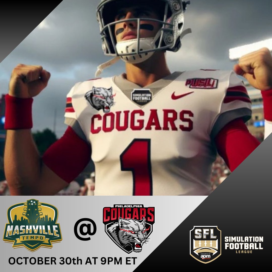 #SFLM action resumes this week. Tune in this Wednesday as the <a href="/nashtemposfl/">Nashville Tempo</a> travel to HBS to take on the Cougars. #CougarNation #Family