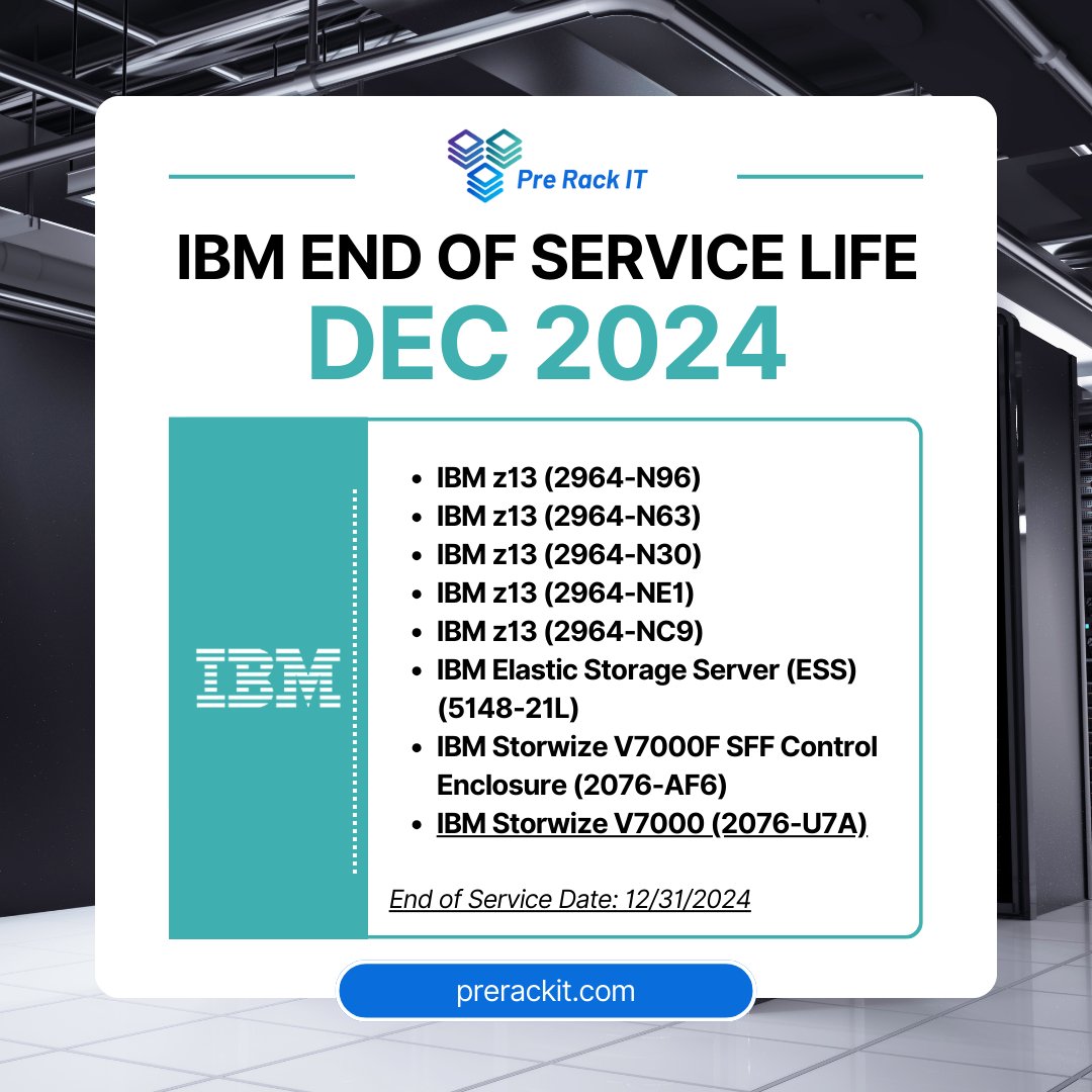 PreRackIT's tweet photo. It's time to explore third-party support and maintenance for IBM models going EOSL (End of Service Life) this December.

View more at https://t.co/wNXH5CRVHG

#thirdpartysupport #thirdpartymaintenance #eoslsupport   #postwarrantysupport #ibm #itinfrastructure #PreRackIT https://t.co/yeW0PgdSSu