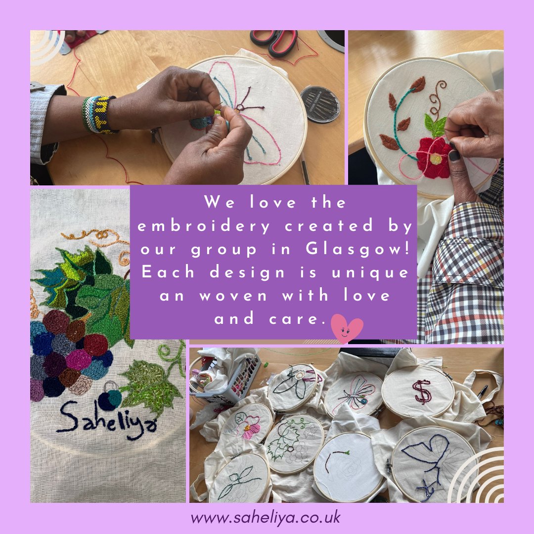 Saheliya's tweet photo. We love the embroidery created by our group in #glasgow ! Each design is unique an woven with love and care https://t.co/9kTf1N0N0s