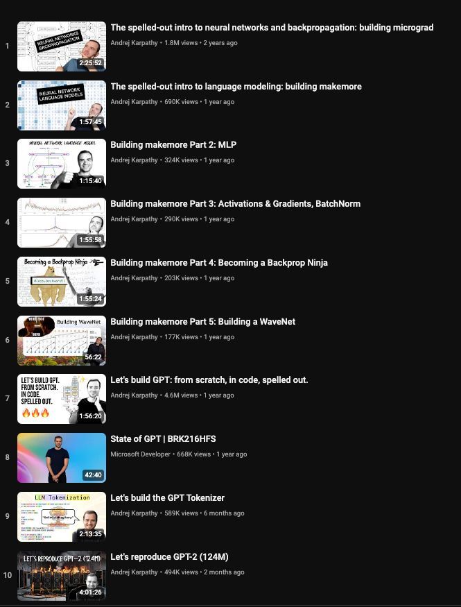 Andrej Karpathy's course on building neural networks, from scratch, in code. 💎💥
The way he builds