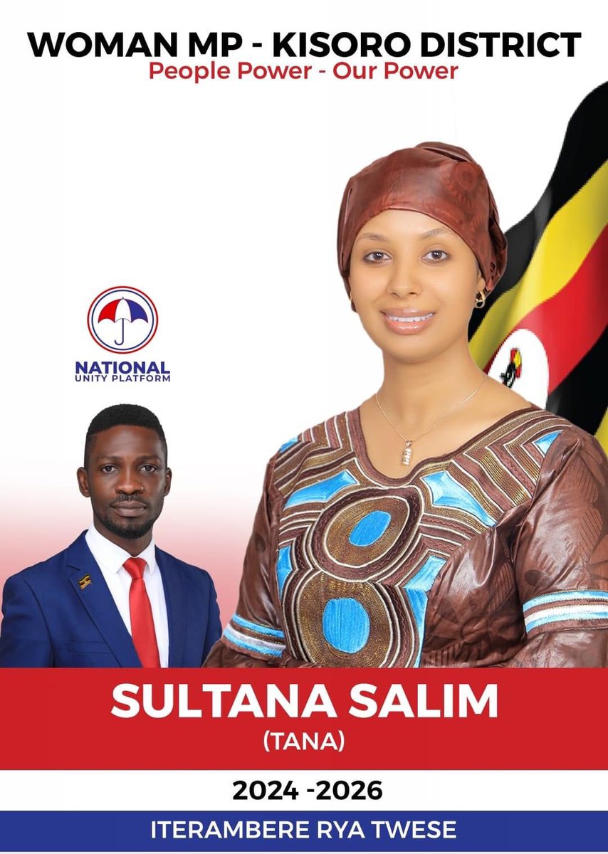 BOBI WINE (@hebobiwine) on Twitter photo Behold the National Unity Platform <a href="/NUP_Ug/">National Unity Platform</a>'s flag-bearer for Kisoro District Woman MP, comrade Sultana Salim (Tana)!
#PeoplePowerOurPower Behold the National Unity Platform <a href="/NUP_Ug/">National Unity Platform</a>'s flag-bearer for Kisoro District Woman MP, comrade Sultana Salim (Tana)!
#PeoplePowerOurPower