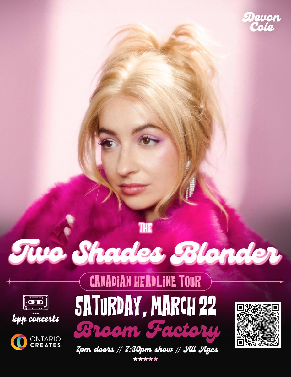 JUST ANNOUNCED! Rising Canadian pop star (and Queen’s alumn 🇷🇴) DEVON COLE hits up the Broom Factory on March 22, 2025!

Tix on sale Thursday at 10am
🎟 shorturl.at/vP5jL

🗓️ Saturday, March 22, 2024, 7pm doors
🎸 DEVON COLE + Guests
🤘 All Ages | $20 advance
