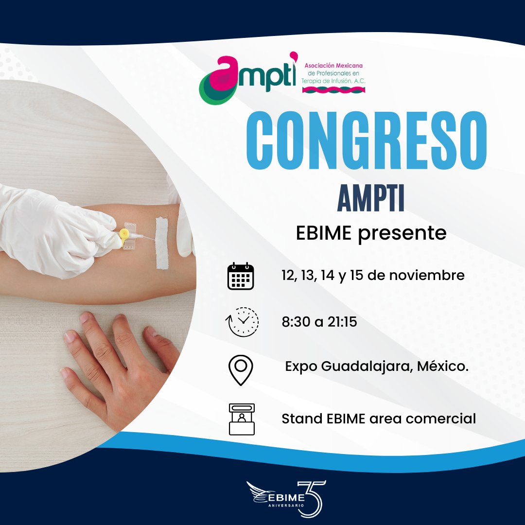 Nos complace invitarles al Congreso AMPTI, un espacio de encuentro y aprendizaje dedicado a la terapia de infusión. Este evento reunirá a expertos del sector para compartir conocimientos, experiencias y las últimas innovaciones.