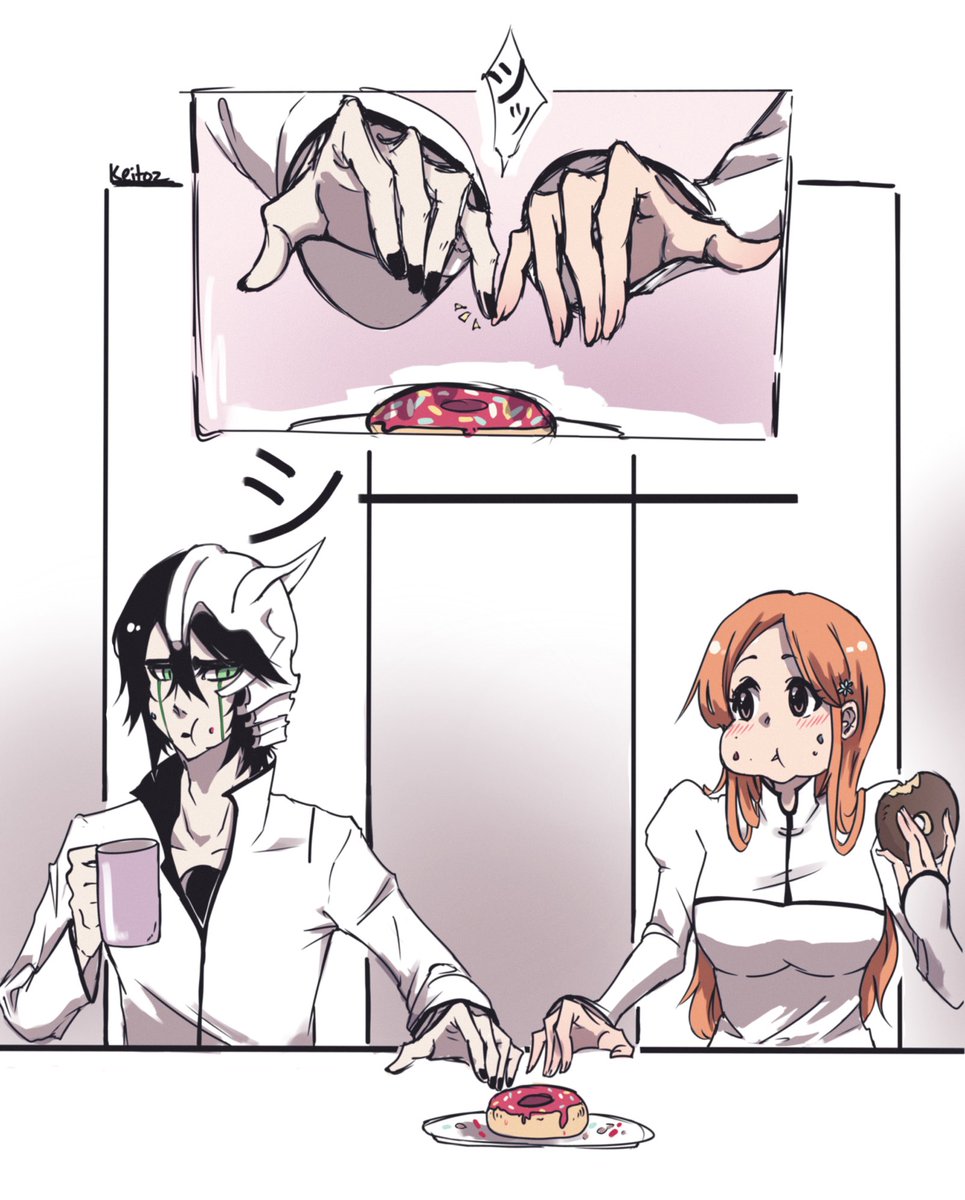 keitoz_png's tweet photo. ドーナツ🍩🍩🍩

#ウル織 #bleach #ulquihime https://t.co/AoiO5MhX7J