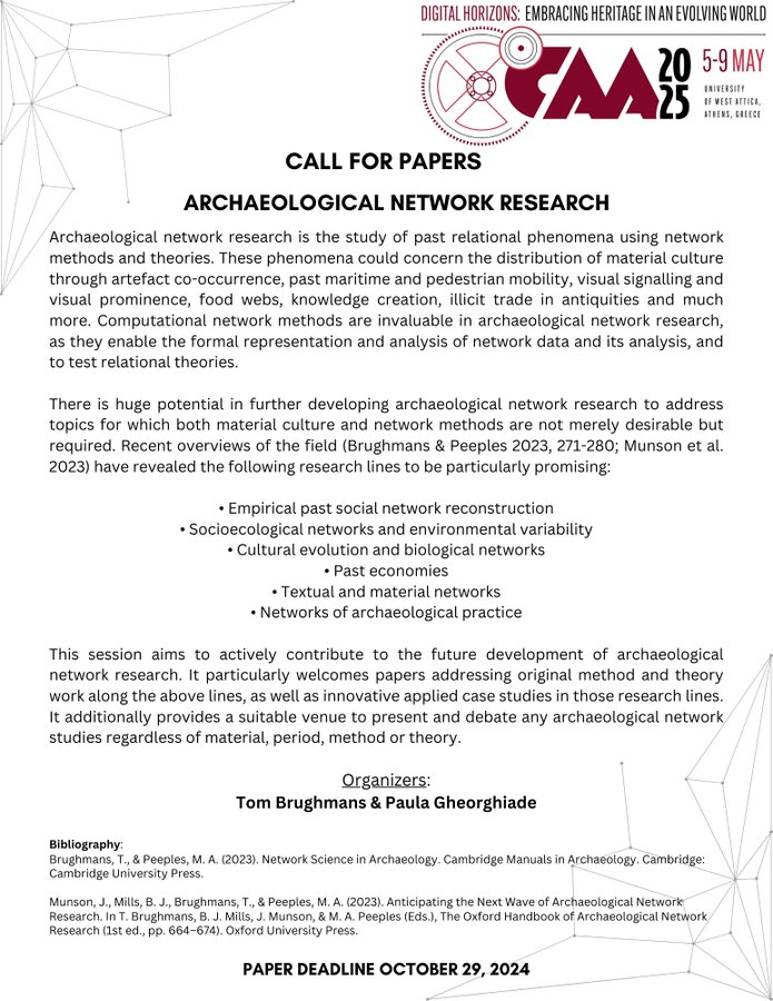 Dr. Paula Gheorghiade (@paulageorgiade) on Twitter photo Paper deadline is tomorrow! Don't forget to submit your abstract if you want to hang out with us in Athens next year! <a href="/tombrughmans/">Tom Brughmans</a> <a href="/CAA_Int/">CAA International</a> #ClassicsTwitter #ArchaeologicalNetworks #networks Paper deadline is tomorrow! Don't forget to submit your abstract if you want to hang out with us in Athens next year! <a href="/tombrughmans/">Tom Brughmans</a> <a href="/CAA_Int/">CAA International</a> #ClassicsTwitter #ArchaeologicalNetworks #networks