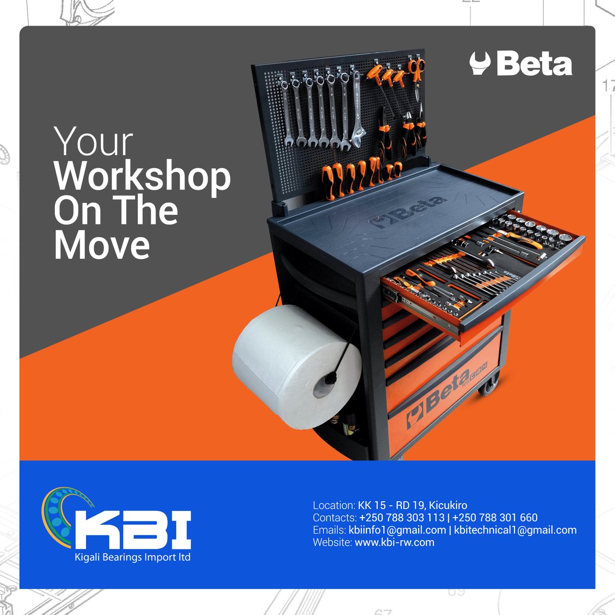 KBIRwanda's tweet image. The Beta Tools Mobile Roller Cab is designed to keep your workspace organized, with easy mobility for any workshop. Check it out at KBI! #BetaTools #Workshop #Essentials #Mobile #Roller #Cab #Kigali #Bearings