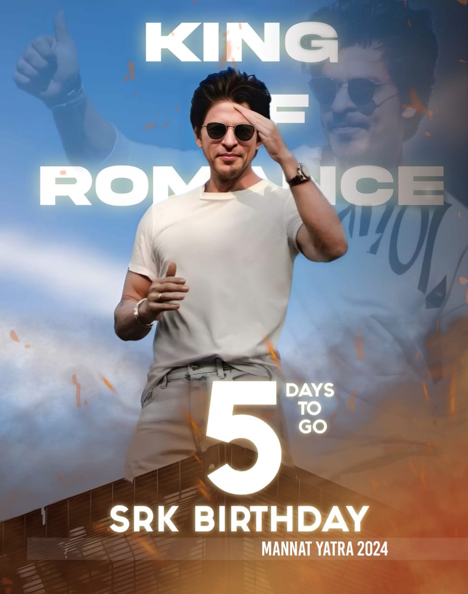 Aafaque5555's tweet photo. 5 Day's to go srk day 
 #ShahRukhKhan𓀠 #SRK #5DaystoGoforSRKDAY #SRK59

@iamsrk @KarunaBadwal @pooja_dadlani @imfrkkhan 
@adsrkfan @RedChilliesEnt https://t.co/lhcYkJim4d