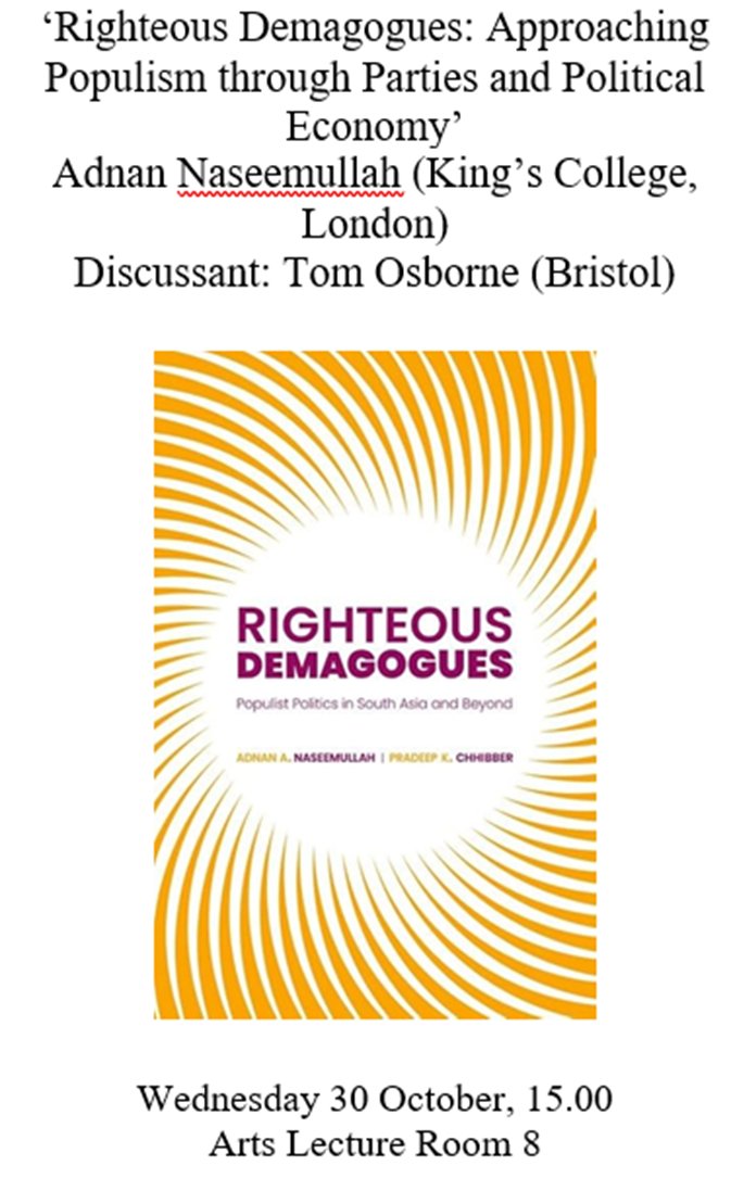Andrew Wyatt (@aw1010) on Twitter photo Looking fwd to hearing <a href="/dnaseemullah/">Dann Naseemullah @dnaseemullah.bsky.social</a> in Bristol, discussing his new book, coauthored with Pradeep Chhibber: Righteous Demagogues. Ft. Tom Osborne.
<a href="/SPAISBristol/">SPAIS Bristol</a> Looking fwd to hearing <a href="/dnaseemullah/">Dann Naseemullah @dnaseemullah.bsky.social</a> in Bristol, discussing his new book, coauthored with Pradeep Chhibber: Righteous Demagogues. Ft. Tom Osborne.
<a href="/SPAISBristol/">SPAIS Bristol</a>