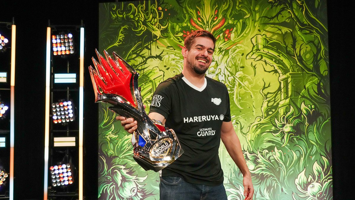 wizards_magic's tweet photo. A two-time congratulations for a two-time World Champion! Congrats again to @JavierDmagic and your accomplishments at #MTGWorlds 30! 

We'll be thinking about that Jace mill until the next Pro Tour! https://t.co/BZum04Hqky