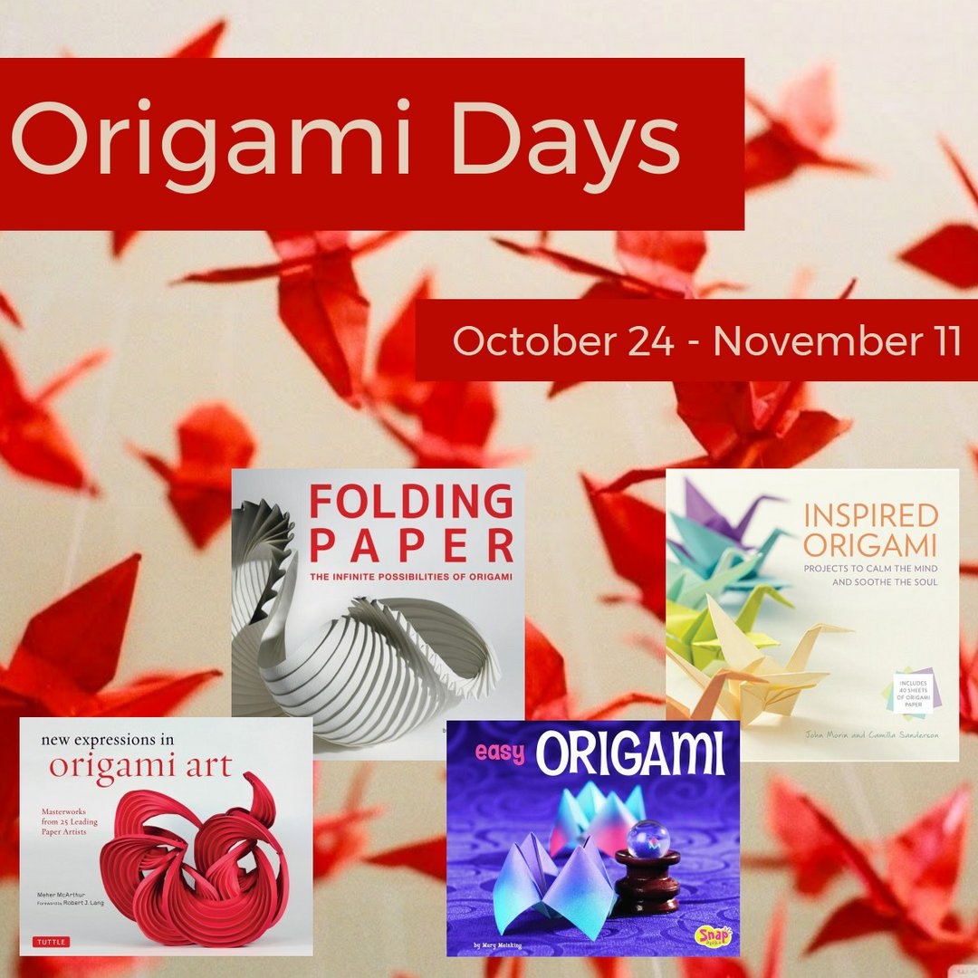 World Origami Days are celebrated every year from October 24 through November 11. 

Be inspired to fold with these books!

libcat.arlingtonva.us/MyAccount/MyLi…
