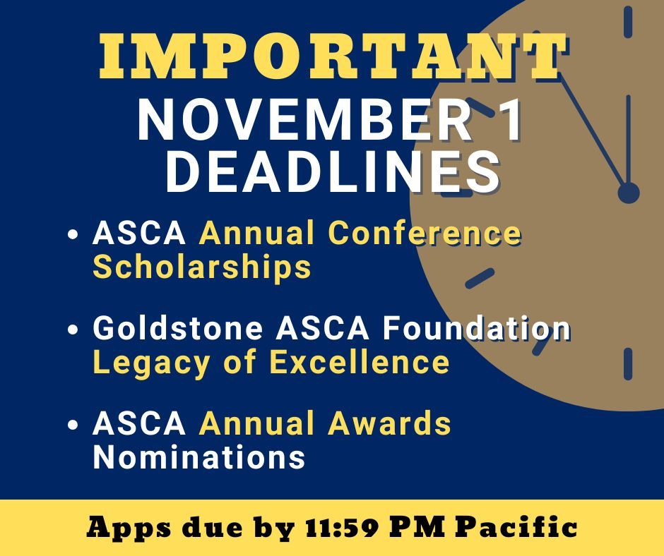 Happy Monday! We have three big deadlines this Friday - be sure to get those apps in by 11:59 PM Pacific!
▪️Annual Conference Scholarships: buff.ly/46u6UDE  
▪️Legacy of Excellence: buff.ly/4dJiUUT 
▪️Annual Awards: buff.ly/4eUMVm0