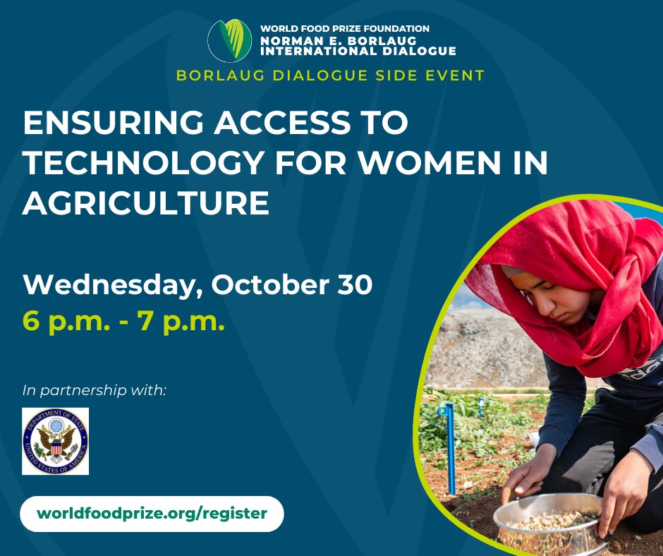 Feed the Future (@feedthefuture) on Twitter photo #FTFxFoodPrize24: Join leaders from <a href="/StateDept/">Department of State</a>, <a href="/USAID/">USAID</a>, <a href="/USDA/">Dept. of Agriculture</a>, <a href="/IFAD/">International Fund for Agricultural Development</a> & more at "Ensuring Access to Technology for Women in Agriculture" hear the latest on their efforts to get women in ag greater access to resources & tools.
📅&⌚: 10/30, 6pm CDT
💻: ow.ly/5i0p50TU61s #FTFxFoodPrize24: Join leaders from <a href="/StateDept/">Department of State</a>, <a href="/USAID/">USAID</a>, <a href="/USDA/">Dept. of Agriculture</a>, <a href="/IFAD/">International Fund for Agricultural Development</a> & more at "Ensuring Access to Technology for Women in Agriculture" hear the latest on their efforts to get women in ag greater access to resources & tools.
📅&⌚: 10/30, 6pm CDT
💻: ow.ly/5i0p50TU61s