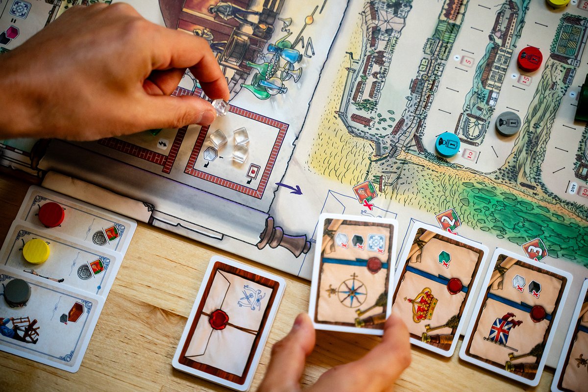 Capstone_Games's tweet photo. In Stephens, balancing contracts and investments is key! Fulfill orders for the Crown or the Colonies while investing in your production for long-term gains. Which strategy would you focus on: contracts or investments? 🏭 #StephensGame #BoardGames #StrategyGaming https://t.co/jUNntN2QQG