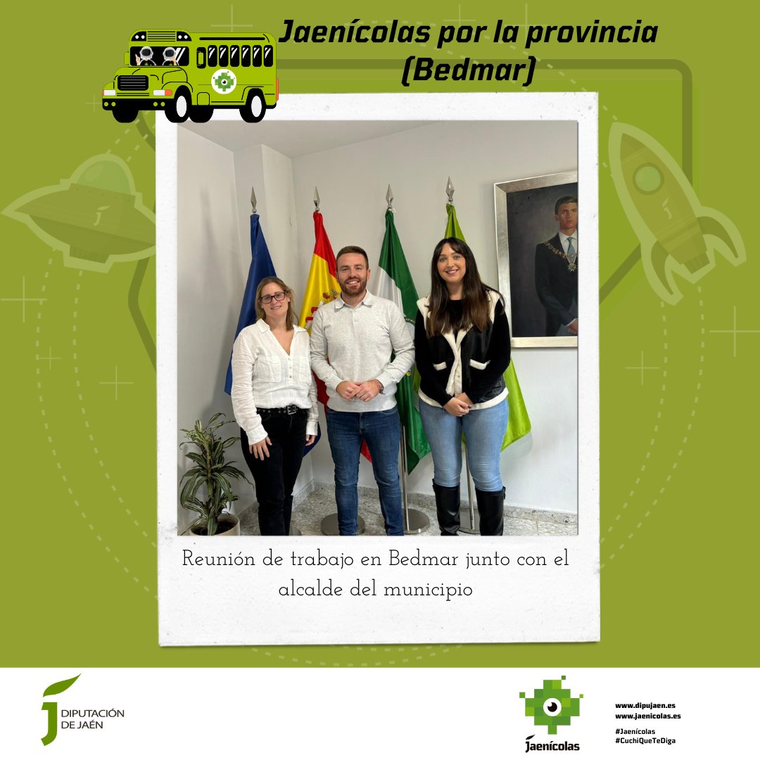 ℹ𝐉𝐀𝐄𝐍Í𝐂𝐎𝐋𝐀𝐒 𝐏𝐎𝐑 𝐋𝐀 𝐏𝐑𝐎𝐕𝐈𝐍𝐂𝐈𝐀: 𝐇𝐎𝐘 𝐁𝐄𝐃𝐌𝐀𝐑
👉La diputada de juventud, 𝐌ª 𝐃𝐨𝐥𝐨𝐫𝐞𝐬 𝐑𝐮𝐢𝐳  ha estado en el Ayto. de Bedmar  junto a su alcalde, 𝐄𝐧𝐫𝐢𝐪𝐮𝐞 𝐂𝐚𝐫𝐫𝐞𝐫𝐚𝐬 y la concejala de juventud, 𝐌ª 𝐌𝐚𝐫 𝐕𝐢𝐥𝐜𝐡𝐞𝐳.