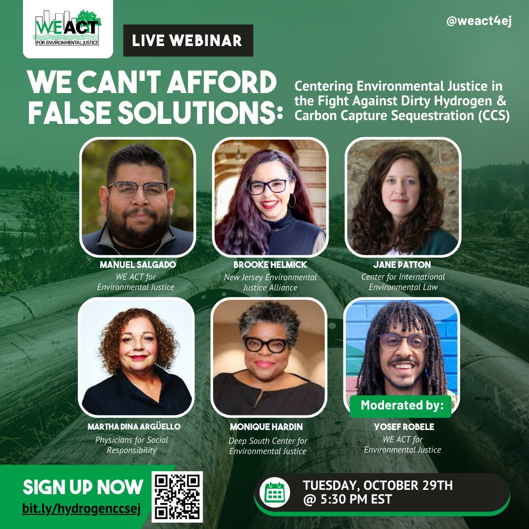 Center for International Environmental Law (@ciel_tweets) on Twitter photo 📢WEBINAR
Join CIEL's <a href="/soopajane/">Jane Patton</a> and others experts as they discuss why carbon capture & storage and dirty hydrogen are false solutions we can't afford.
📅Tuesday, Oct 29
🕔5:30 pm EST
Register bit.ly/hydrogenccsej 📢WEBINAR
Join CIEL's <a href="/soopajane/">Jane Patton</a> and others experts as they discuss why carbon capture & storage and dirty hydrogen are false solutions we can't afford.
📅Tuesday, Oct 29
🕔5:30 pm EST
Register bit.ly/hydrogenccsej